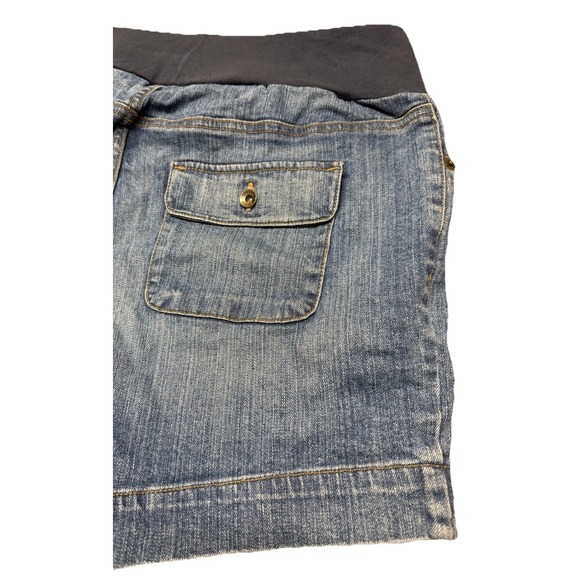 Motherhood Maternity Large Shorts Cargo Pocket Denim Elastic Comfort Waist - Picture 7 of 15